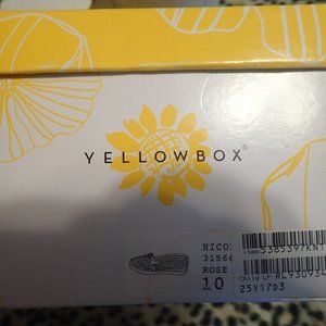 Yellow box gold embellished flat sandal  nib  10